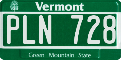 VT license plate PLN728