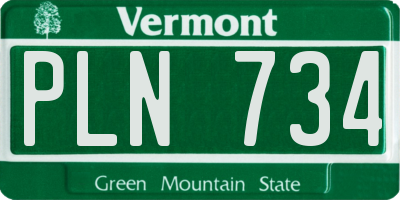 VT license plate PLN734