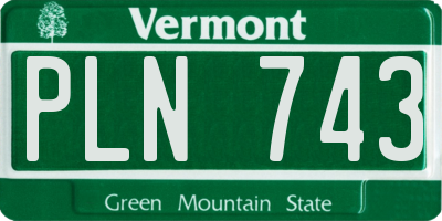 VT license plate PLN743