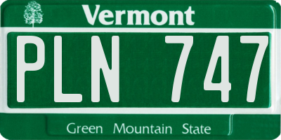 VT license plate PLN747