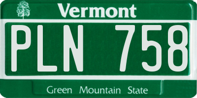 VT license plate PLN758