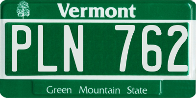 VT license plate PLN762