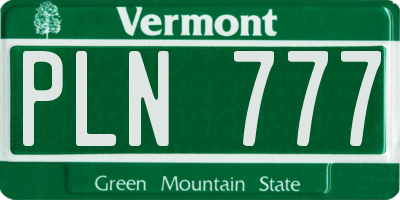 VT license plate PLN777