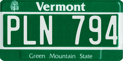 VT license plate PLN794