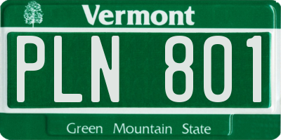 VT license plate PLN801