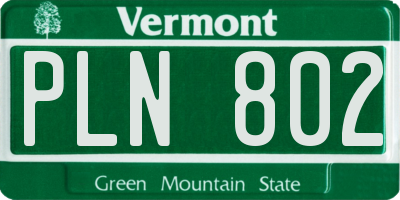 VT license plate PLN802