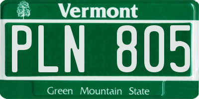 VT license plate PLN805