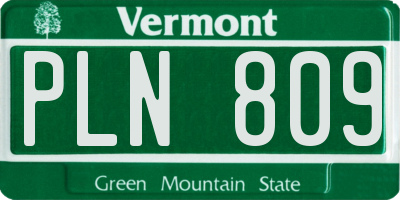 VT license plate PLN809
