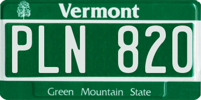 VT license plate PLN820