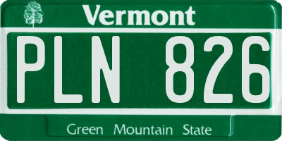 VT license plate PLN826