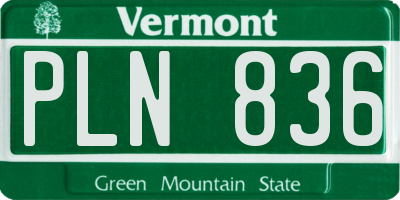 VT license plate PLN836