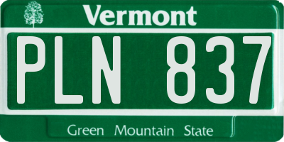VT license plate PLN837