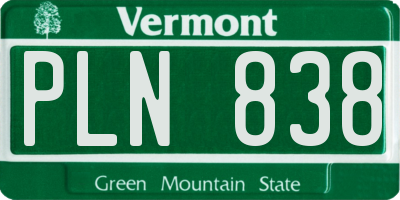 VT license plate PLN838