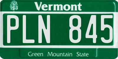 VT license plate PLN845