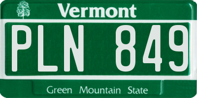 VT license plate PLN849