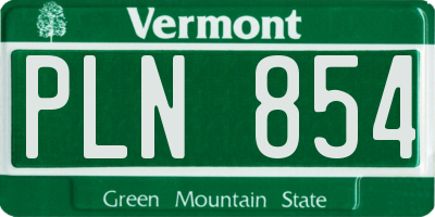 VT license plate PLN854