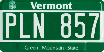 VT license plate PLN857
