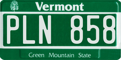 VT license plate PLN858