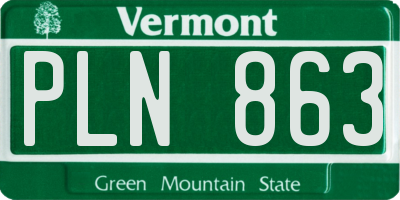 VT license plate PLN863