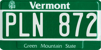 VT license plate PLN872