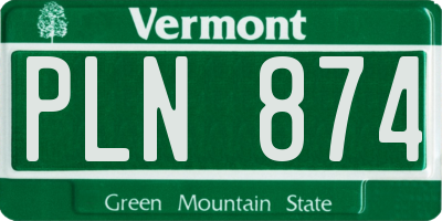 VT license plate PLN874