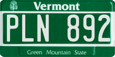 VT license plate PLN892