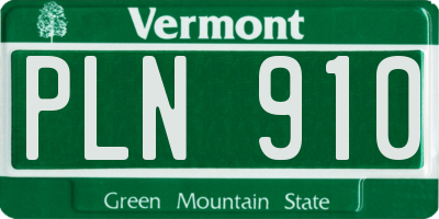 VT license plate PLN910