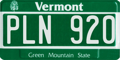 VT license plate PLN920