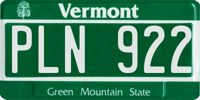 VT license plate PLN922