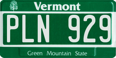 VT license plate PLN929