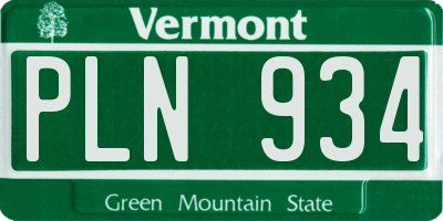 VT license plate PLN934