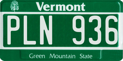 VT license plate PLN936