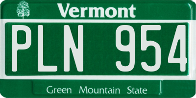 VT license plate PLN954