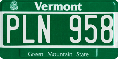 VT license plate PLN958
