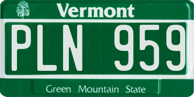 VT license plate PLN959