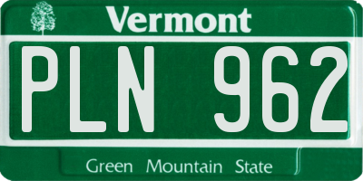 VT license plate PLN962