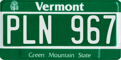 VT license plate PLN967