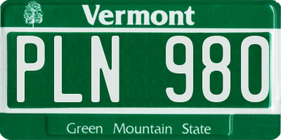 VT license plate PLN980