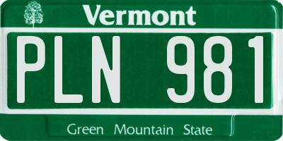 VT license plate PLN981