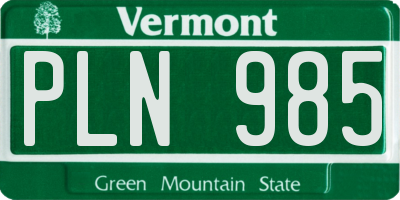 VT license plate PLN985