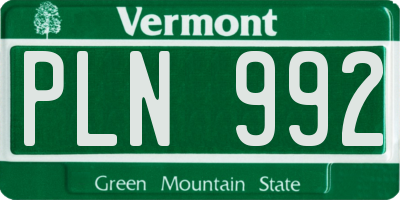 VT license plate PLN992