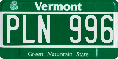 VT license plate PLN996