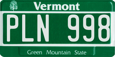 VT license plate PLN998