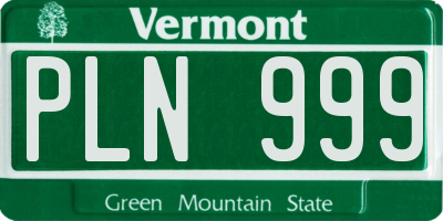VT license plate PLN999