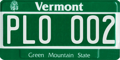 VT license plate PLO002