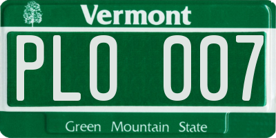 VT license plate PLO007