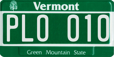 VT license plate PLO010