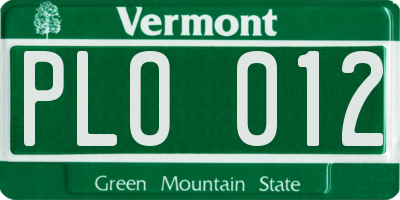 VT license plate PLO012