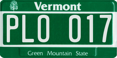VT license plate PLO017