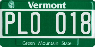 VT license plate PLO018